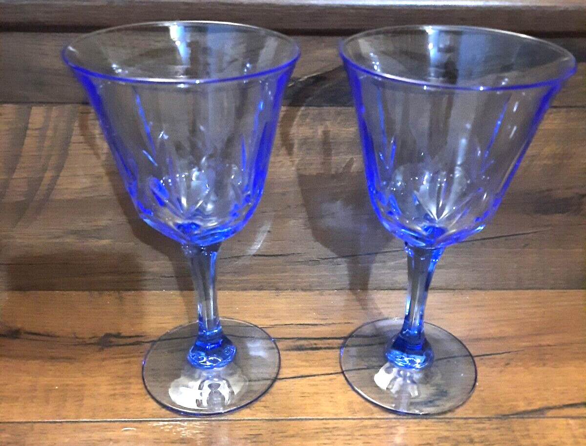 Vintage Avon (2) Goblets Stem Cobalt Blue American Blue Classics Collection
