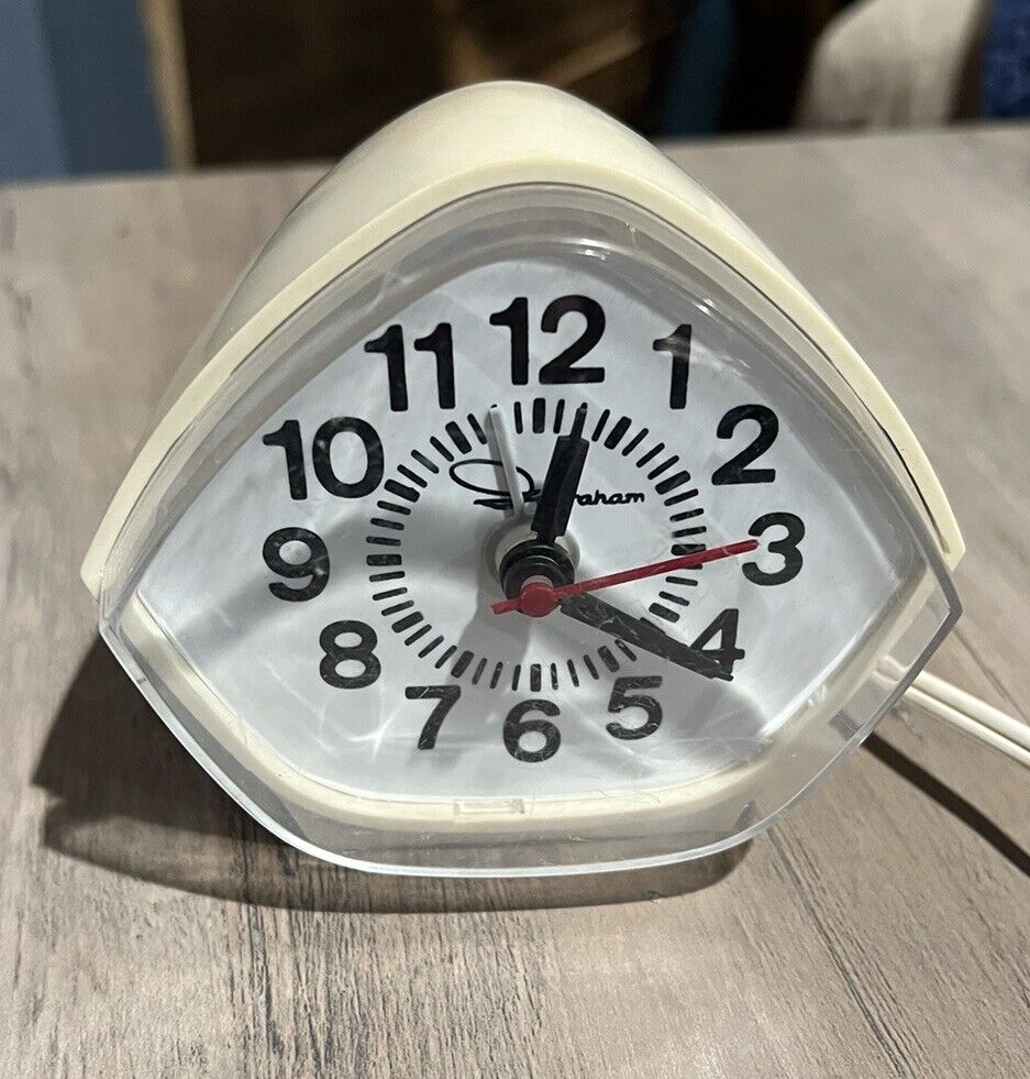 Mid-century modern clock Vintage Ingraham Made By Toastmaster  White Time Alarm