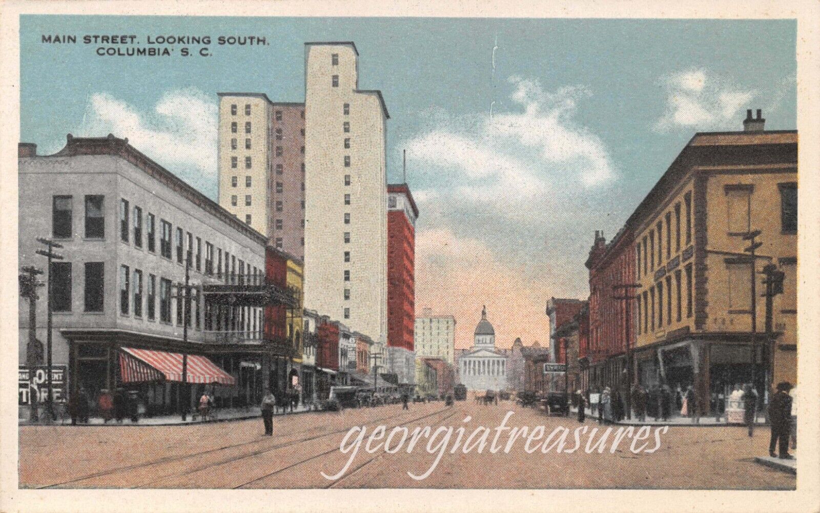 SC~SOUTH CAROLINA~COLUMBIA~MAIN STREET LOOKING SOUTH~C.1915-1930