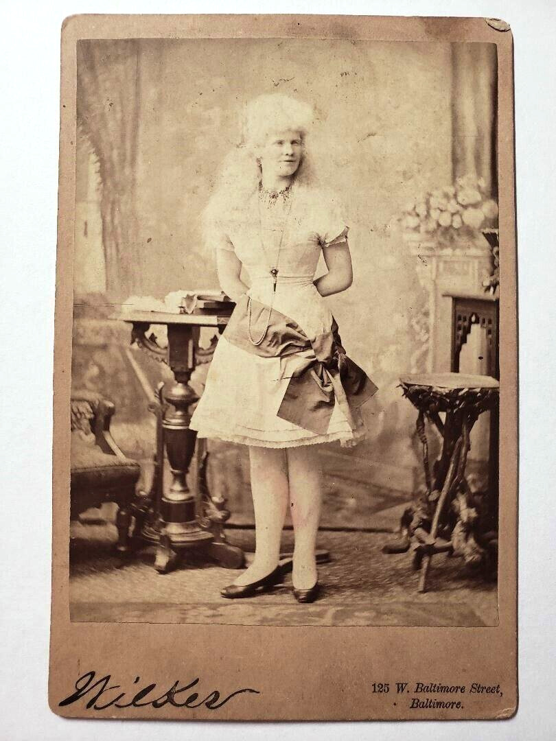 1880s SIGNED Cabinet Photo Circus Sideshow Circassian Albino Baltimore, Maryland