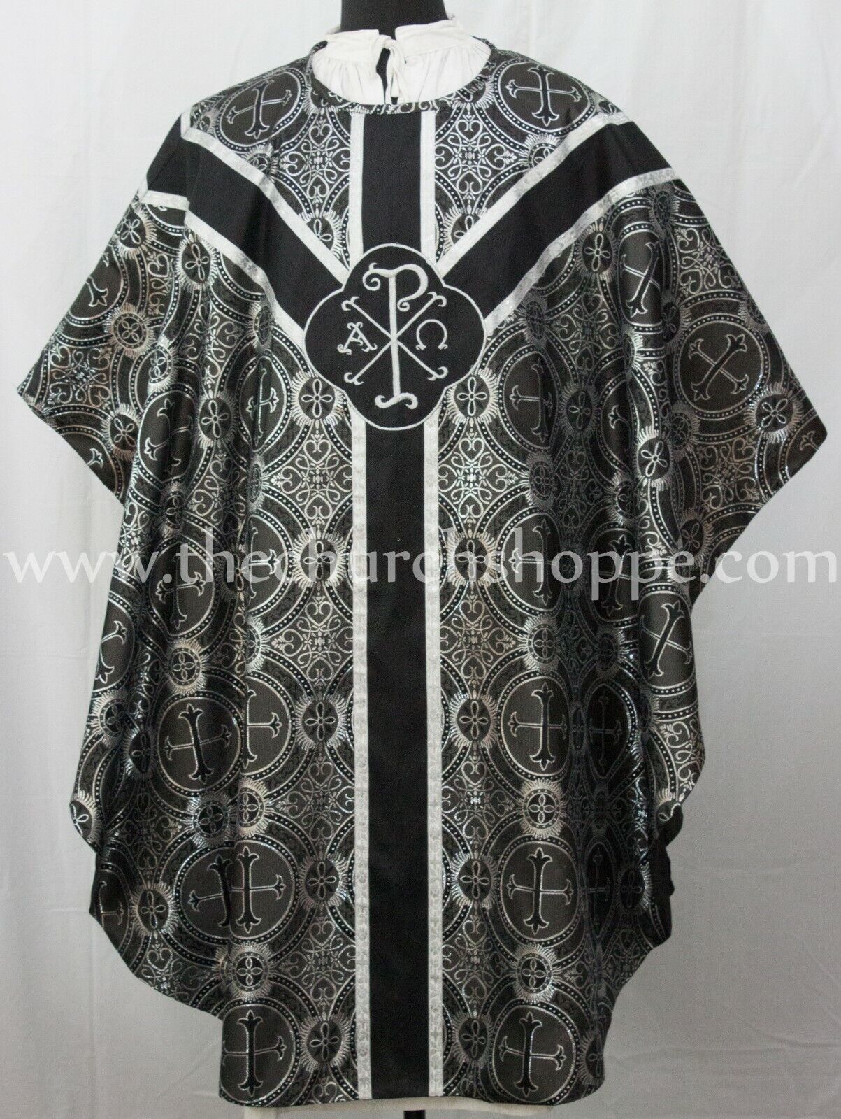 Black Silver gothic vestment,stole & 5pc mass set Gothic chasuble,casula,casel