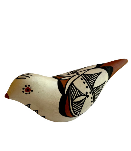 Acoma Pueblo Pottery Signed MS Bird Hand Painted New Mexico Southwest Brown