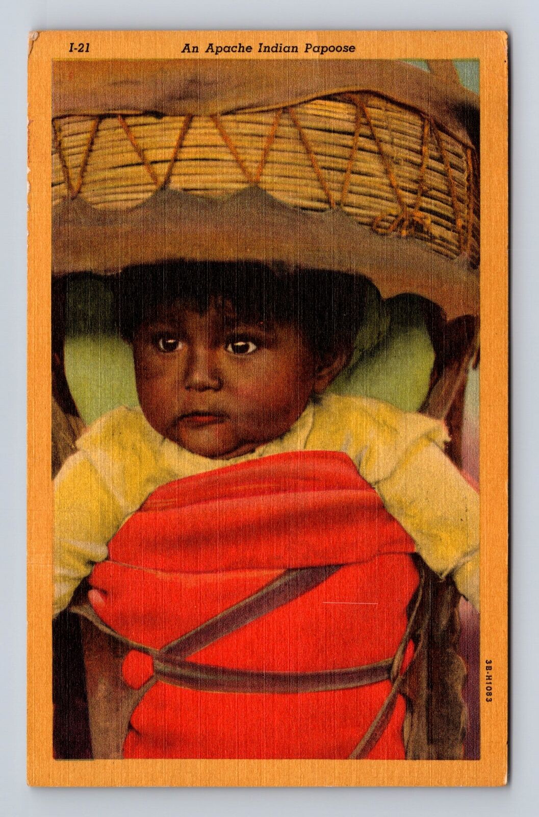 Baby In A Carrier, People, Antique, Vintage c1955 Souvenir Postcard