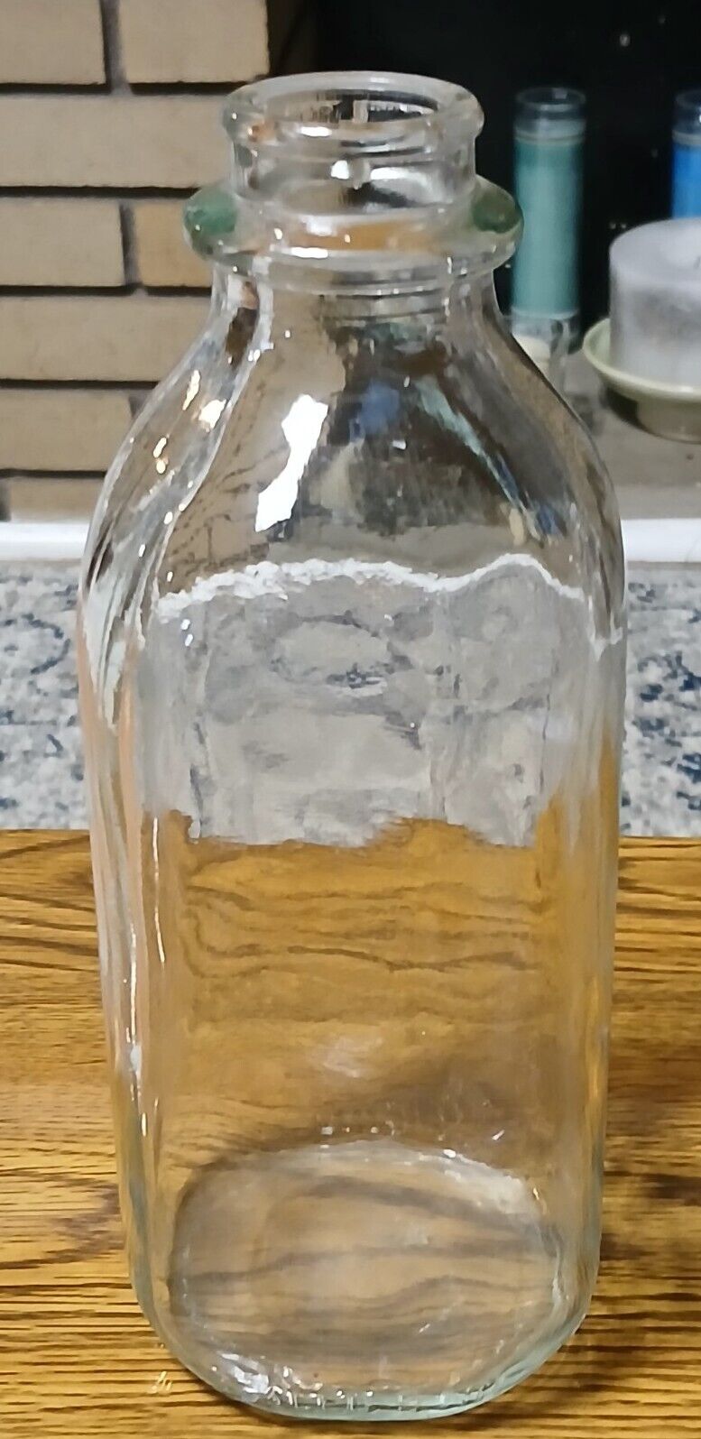 Vintage 1978 Clear Glass Square Quart Milk Bottle 