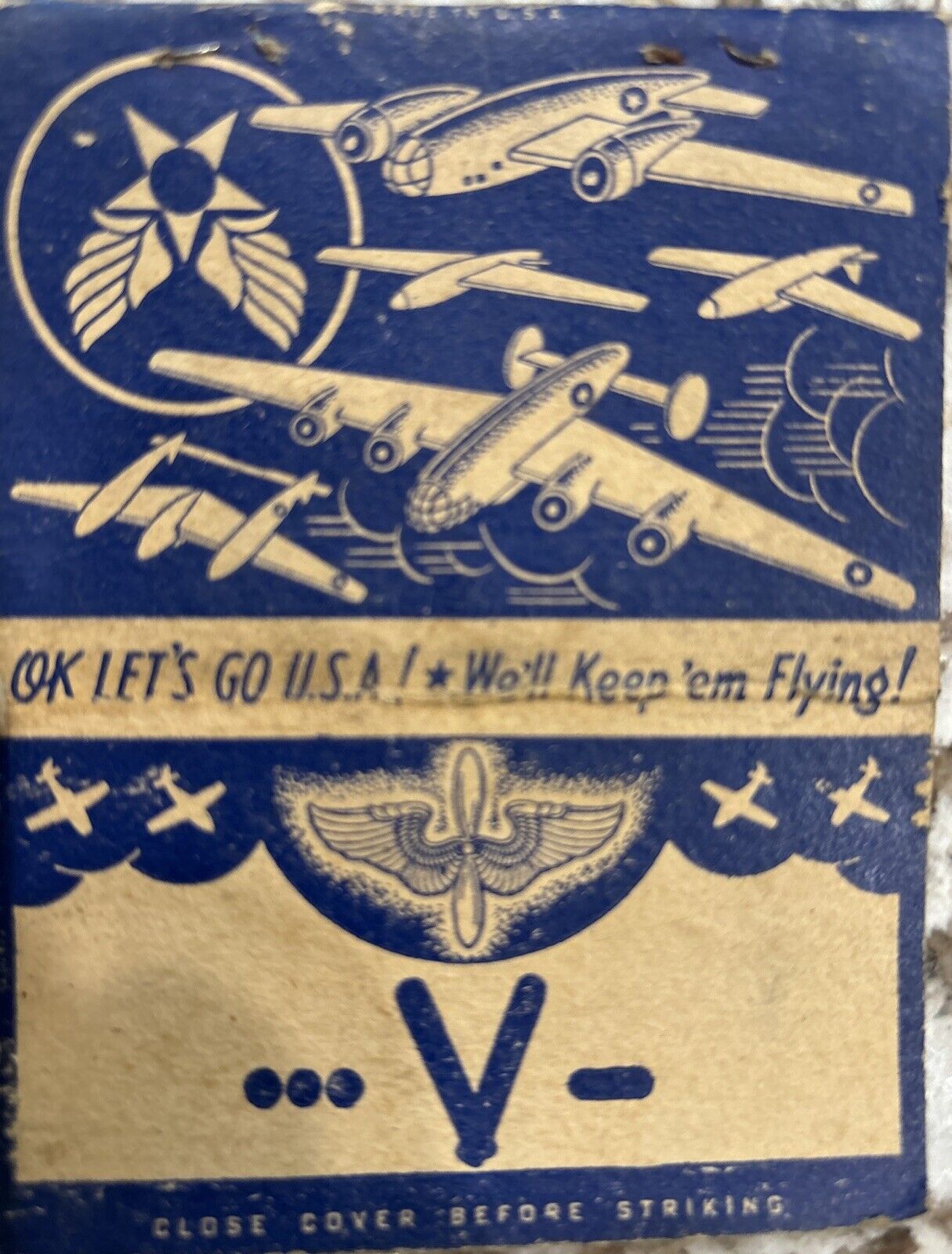 Vintage WW2 Era Matchbook Cover Keep ‘Em Flying