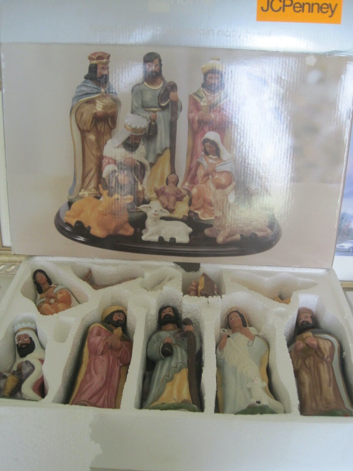 JC Penney Hand Painted Nativity Set PEACE w/ Box GUC Complete