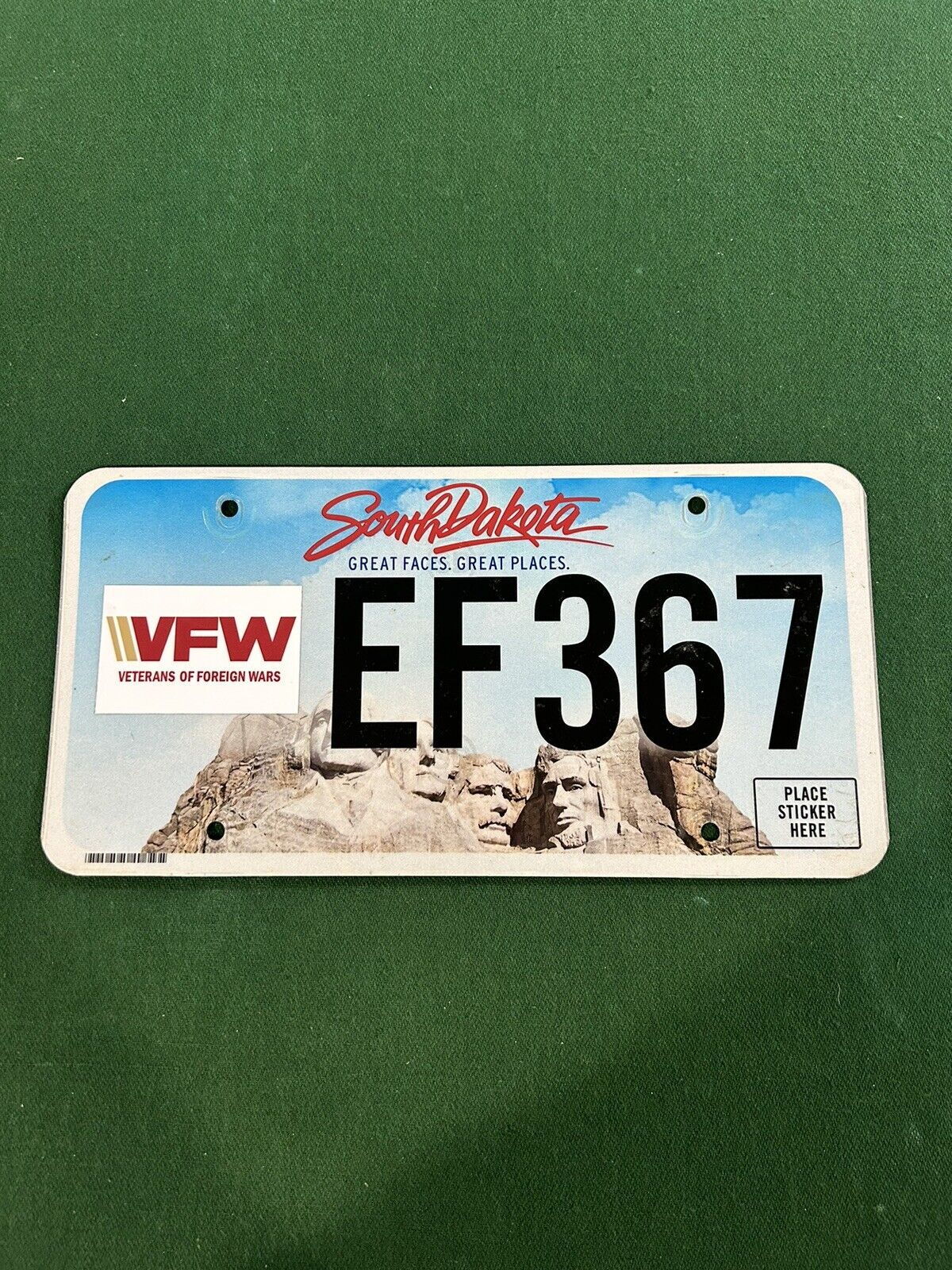 South Dakota VFW Veterans Of Foreign Wars Organizational License Plate. Expired