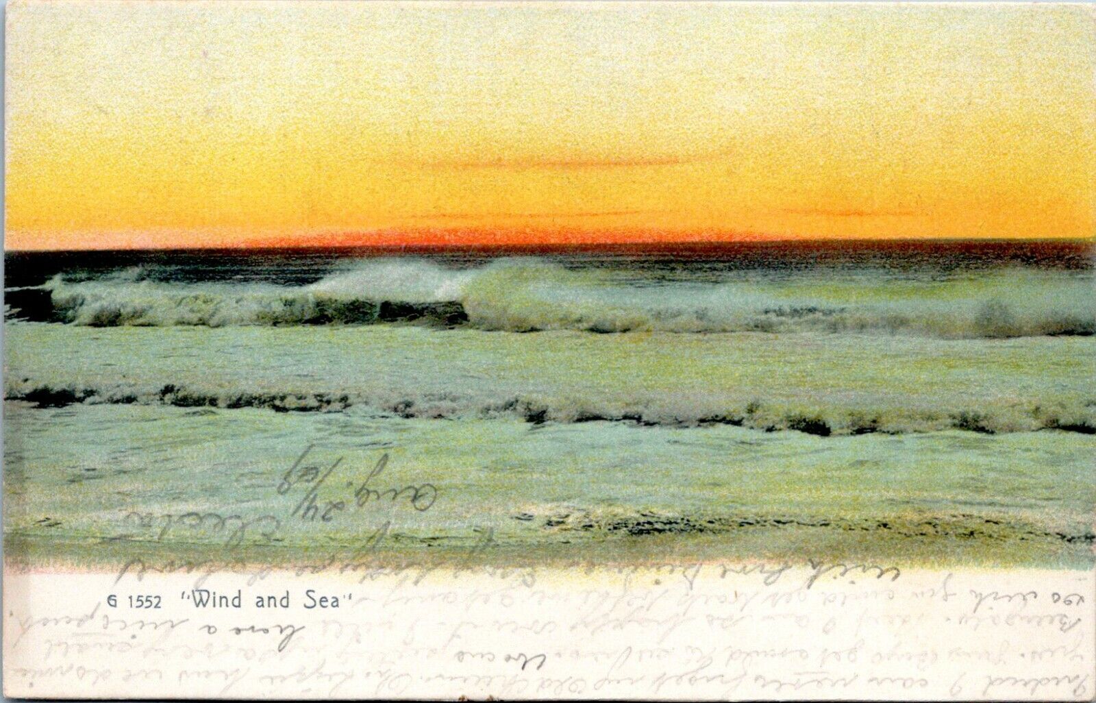 Rotograph Postcard G 1552 Wind and Sea Seascape 1905 PB