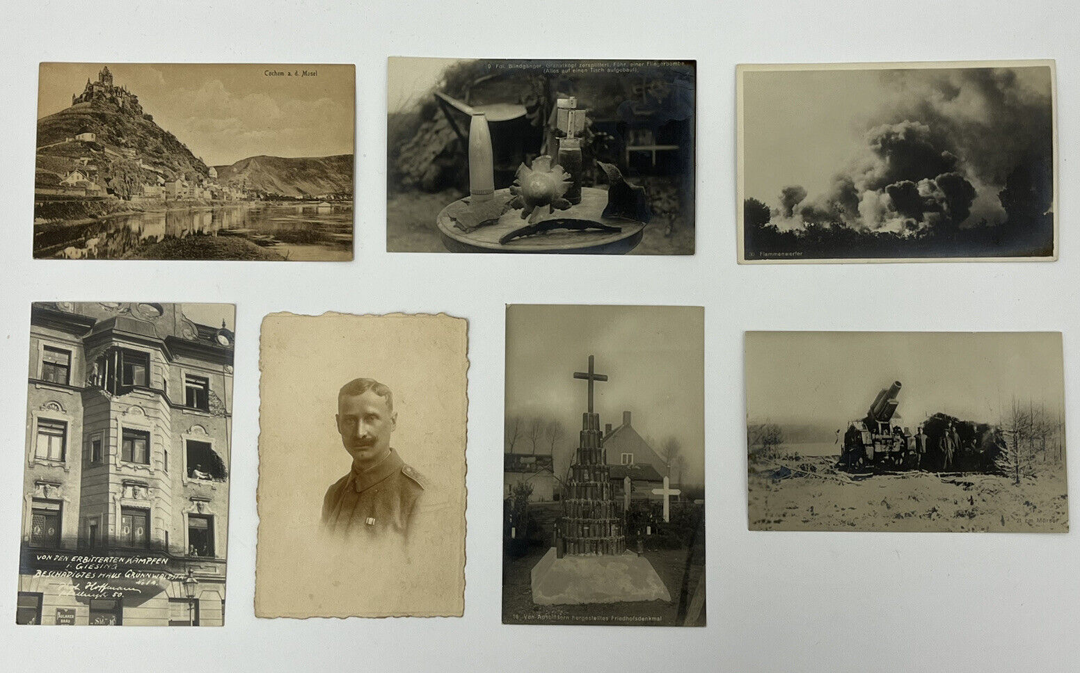 Antique RPPC WWI Lot of 7 Postcards German Mercer Howitzer Memorial Military