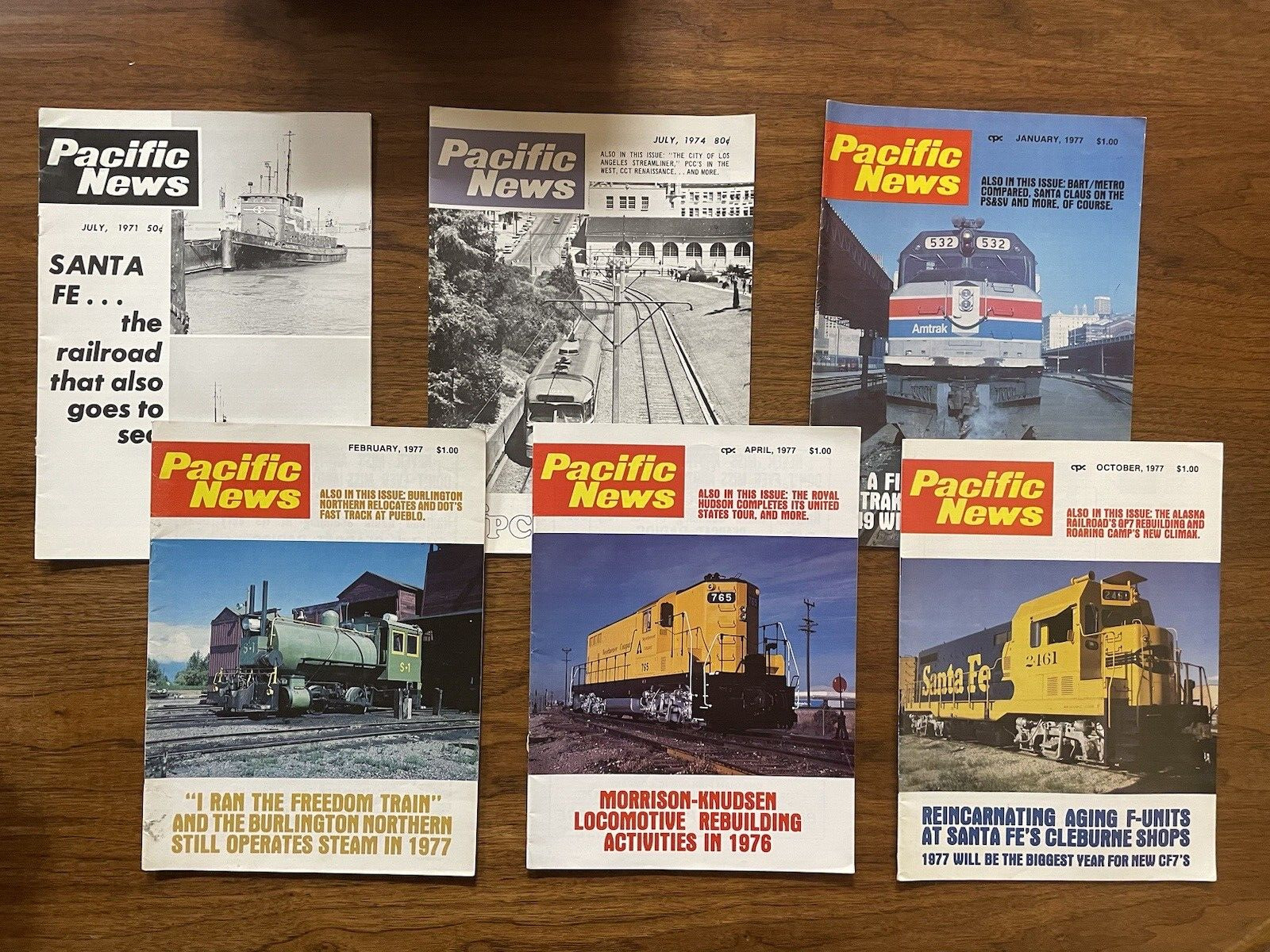 Huge Lot of (73) Issues of Pacific Rail News Magazines, 1971-1997