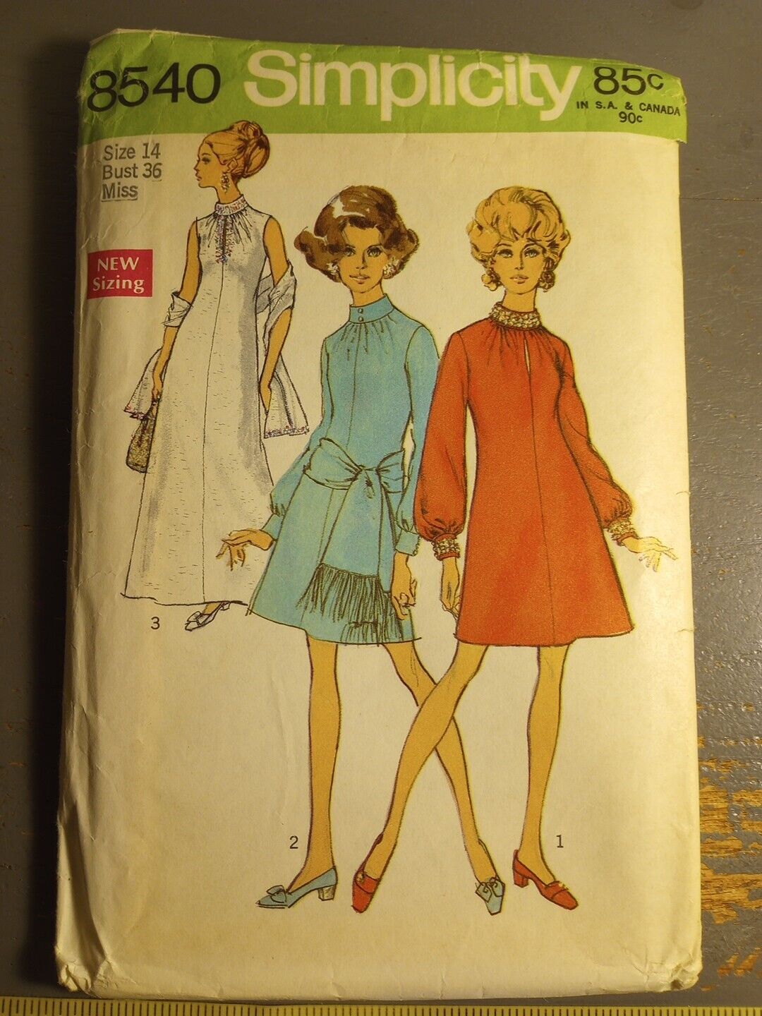 Vintage 70\'s Simplicity 8540 Sewing Pattern Dress Complete Maxi 36\