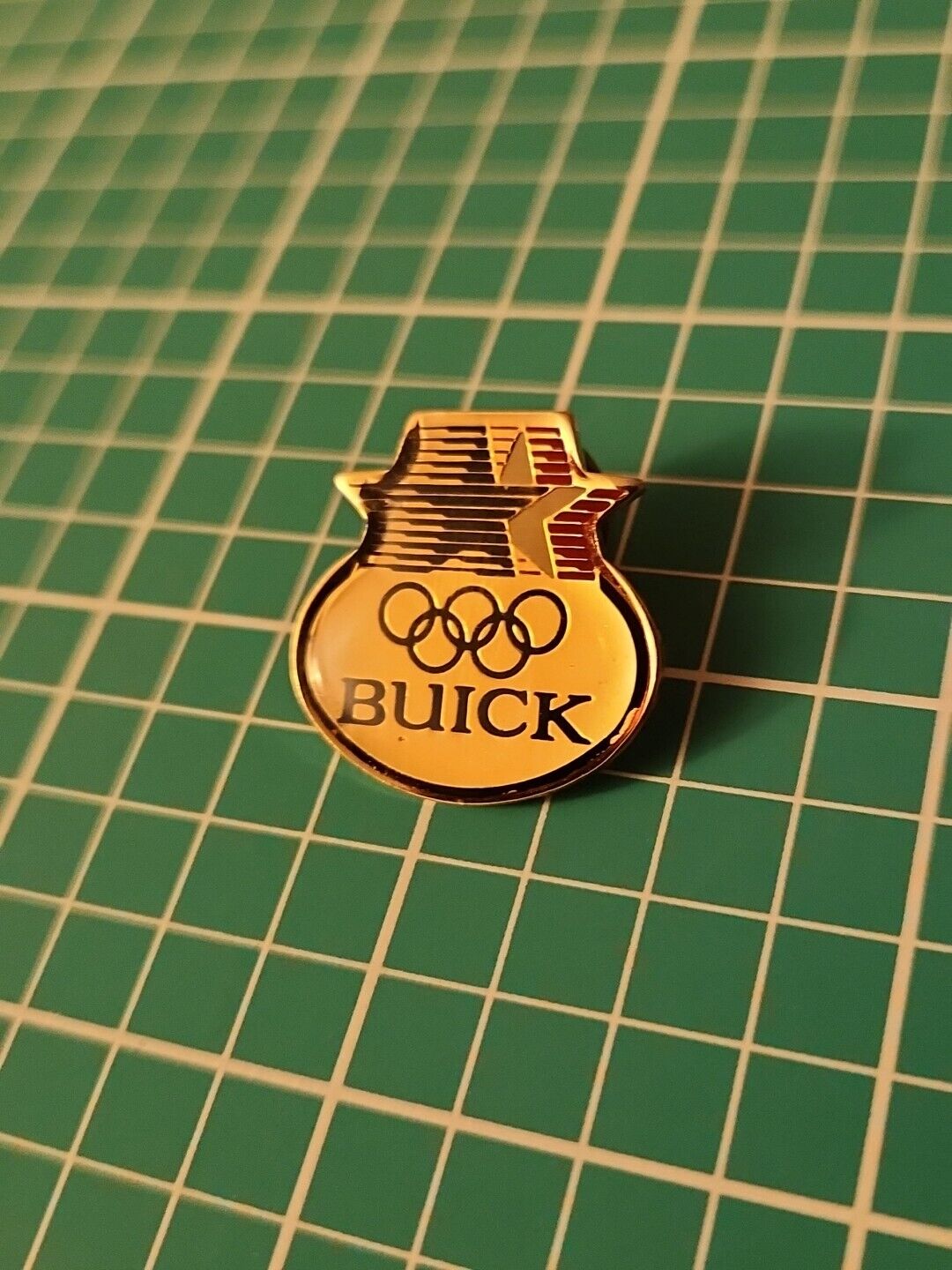 Vintage 1980 Buick Olympic Olympics Gold Tone Lapel Pin Hat Pin Tie Tac