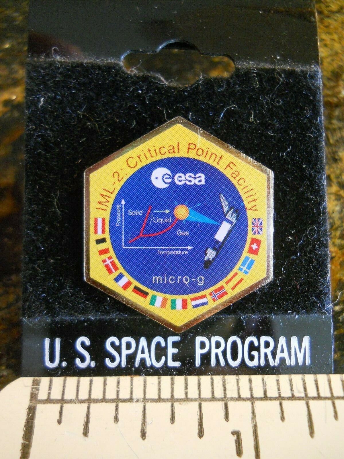 NASA ESA IM-2 CRITICAL POINT FACILITY-MICRO G SHUTTLE PIN  (NEW ON CARD)