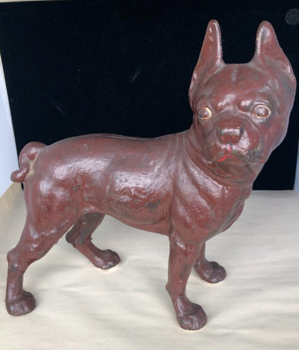 Antique Hubley Boston Terrier Dog Cast Iron 10\