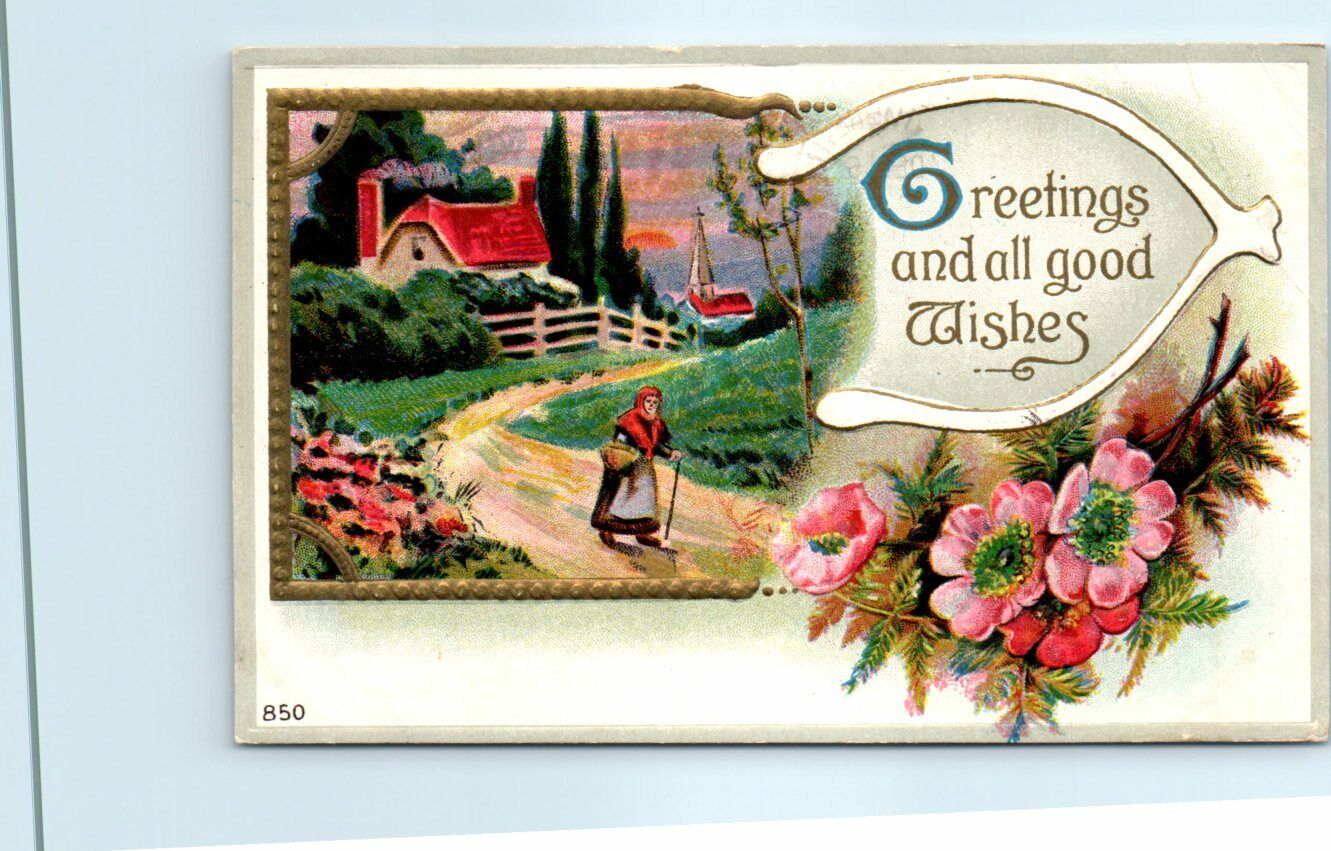 Postcard - Greetings and all good Wishes