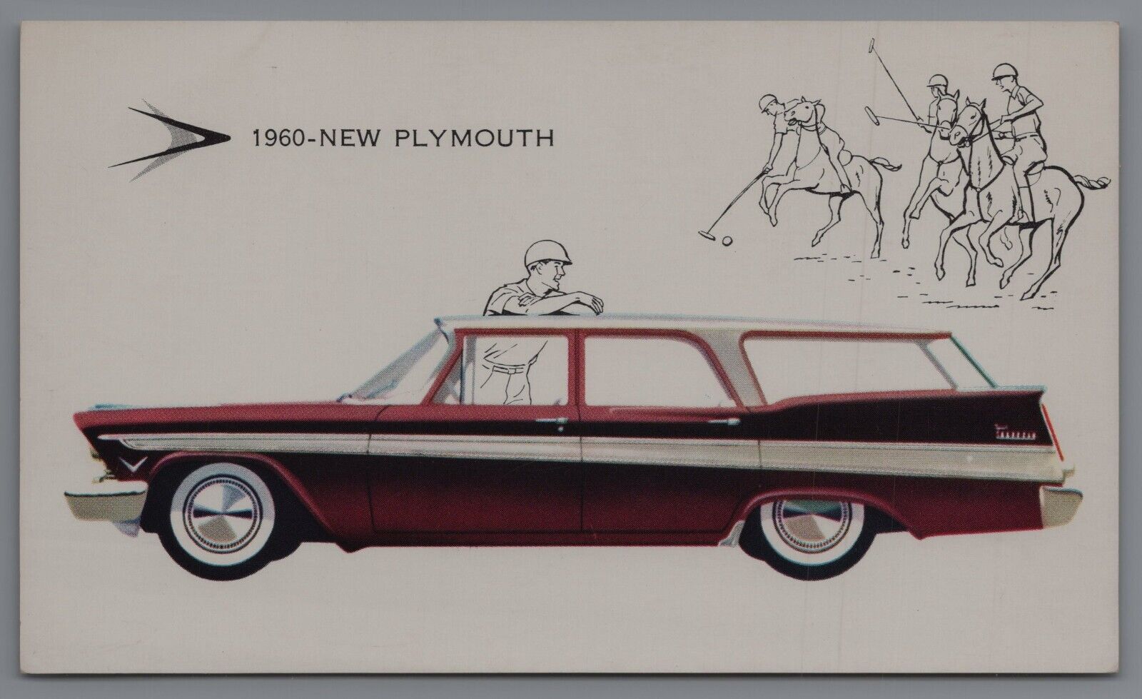 1960 NEW PLYMOUTH The SPORT SUBURBAN 4-door V-8 postcard A4