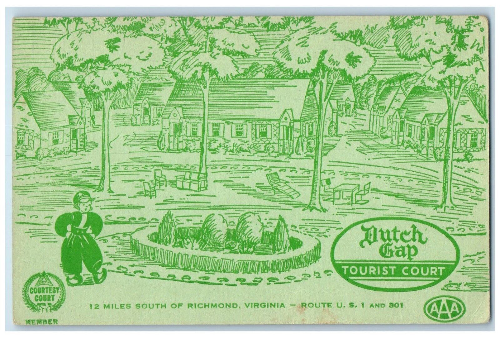 c1950's Dutch Gap Tourist Court Chester Virginia VA Unposted Vintage Postcard