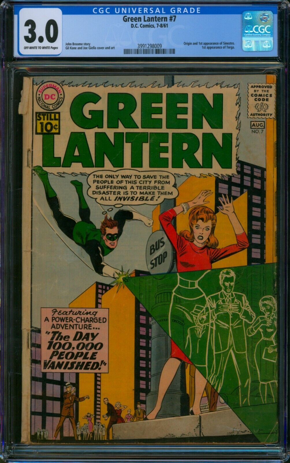 GREEN LANTERN #7 (DC 1961) ⭐ CGC 3.0 ⭐ 1st App of SINESTRO & TERGA Comic