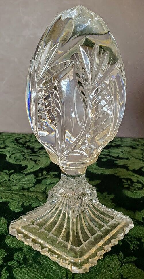 BACCARAT like Egg on a pedestal Paperweight Deco Object 1950's tall heavy fine