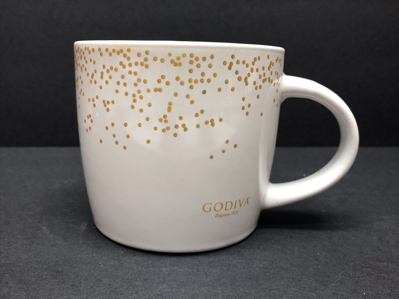 Godiva Coffee Cup Gold Speckled/Spots Stoneware