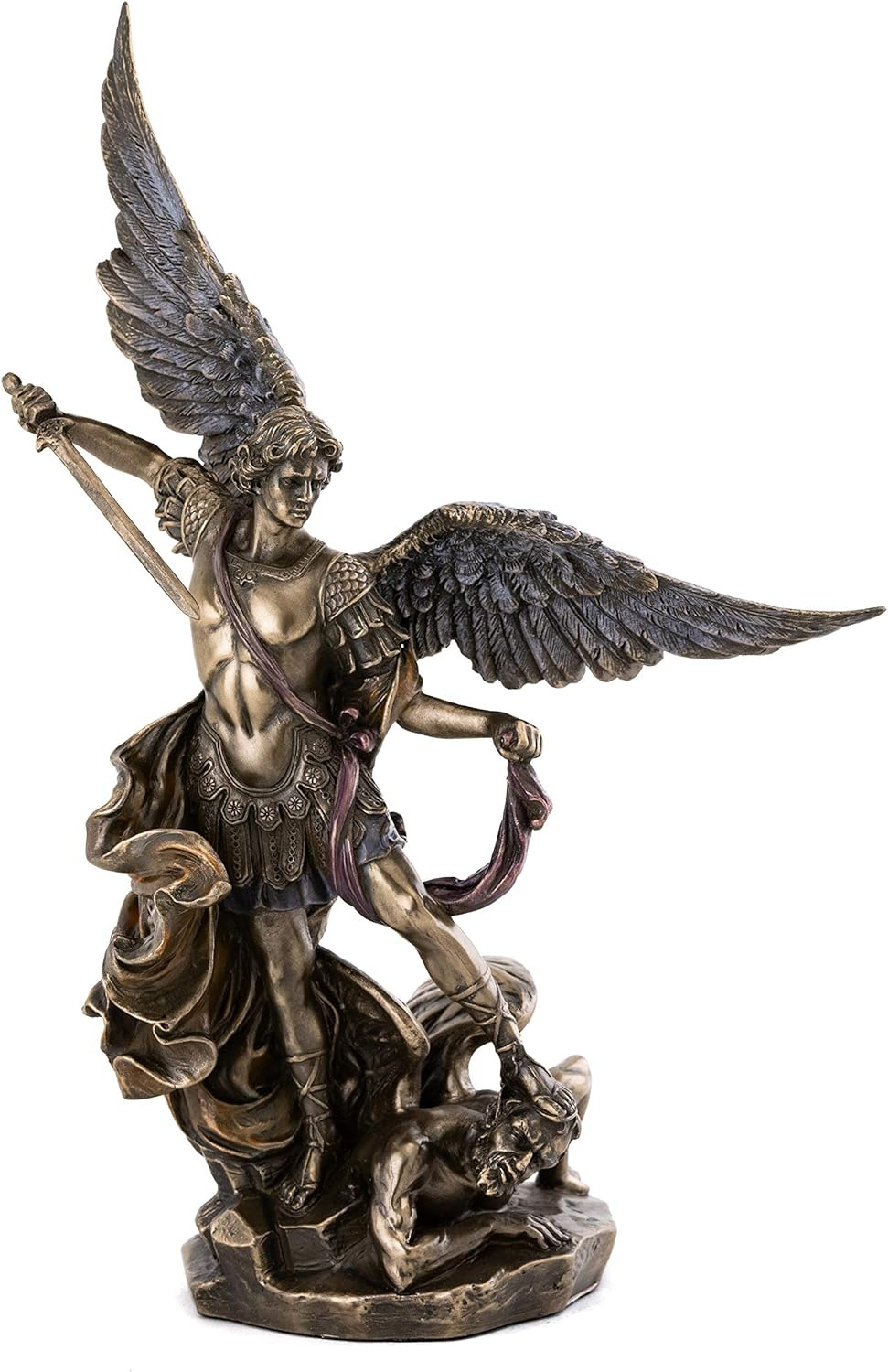 Archangel St. Michael Statue - Michael Archangel of Heaven Defeating Lucifer in