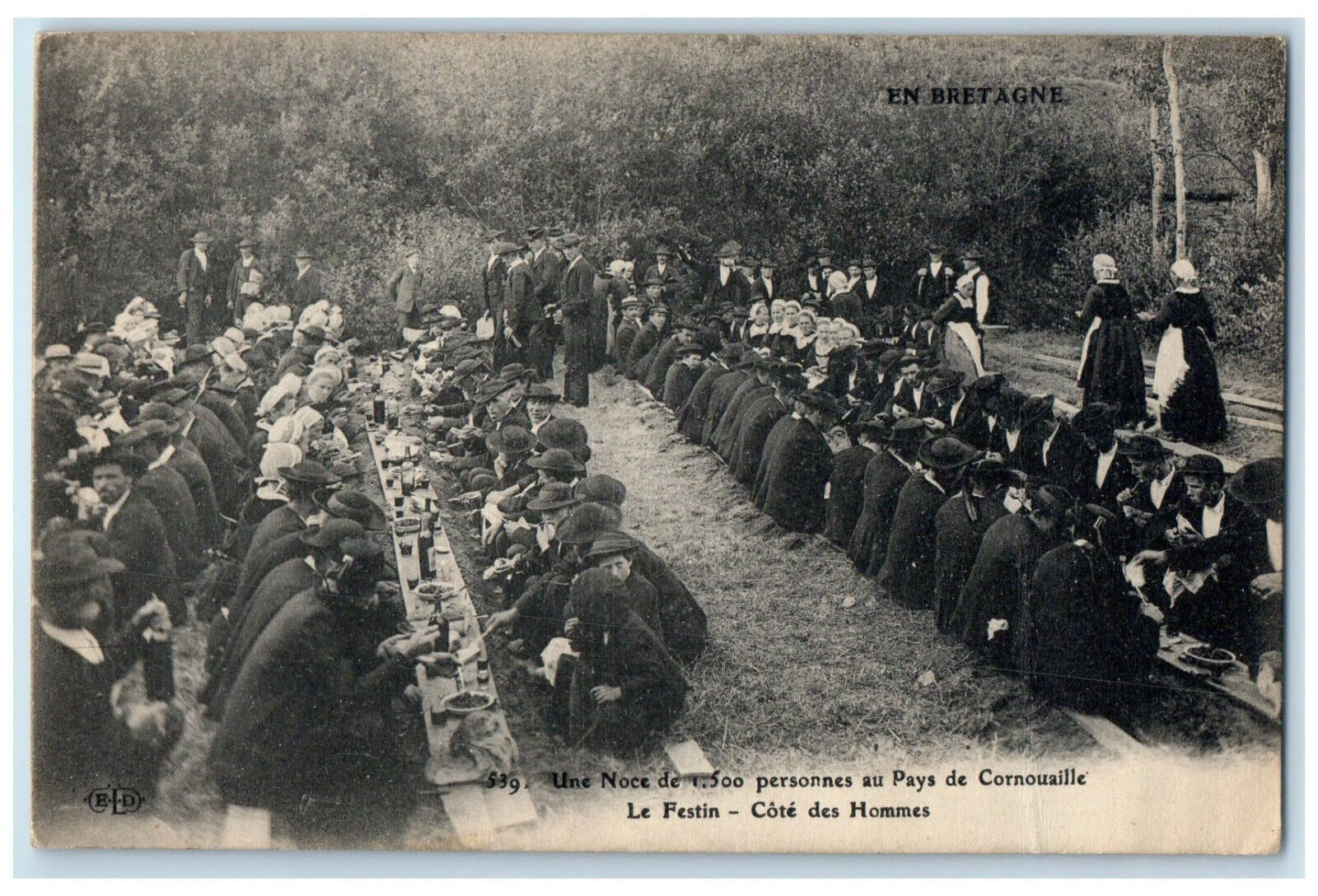 c1940's Wedding Of 1,500 People In Men's Side Feast in Brittany France Postcard