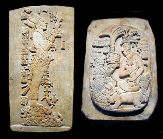 Pair of 2 Maya Mayan Art Wall Reliefs Plaques Sculptures Replica Reproduction