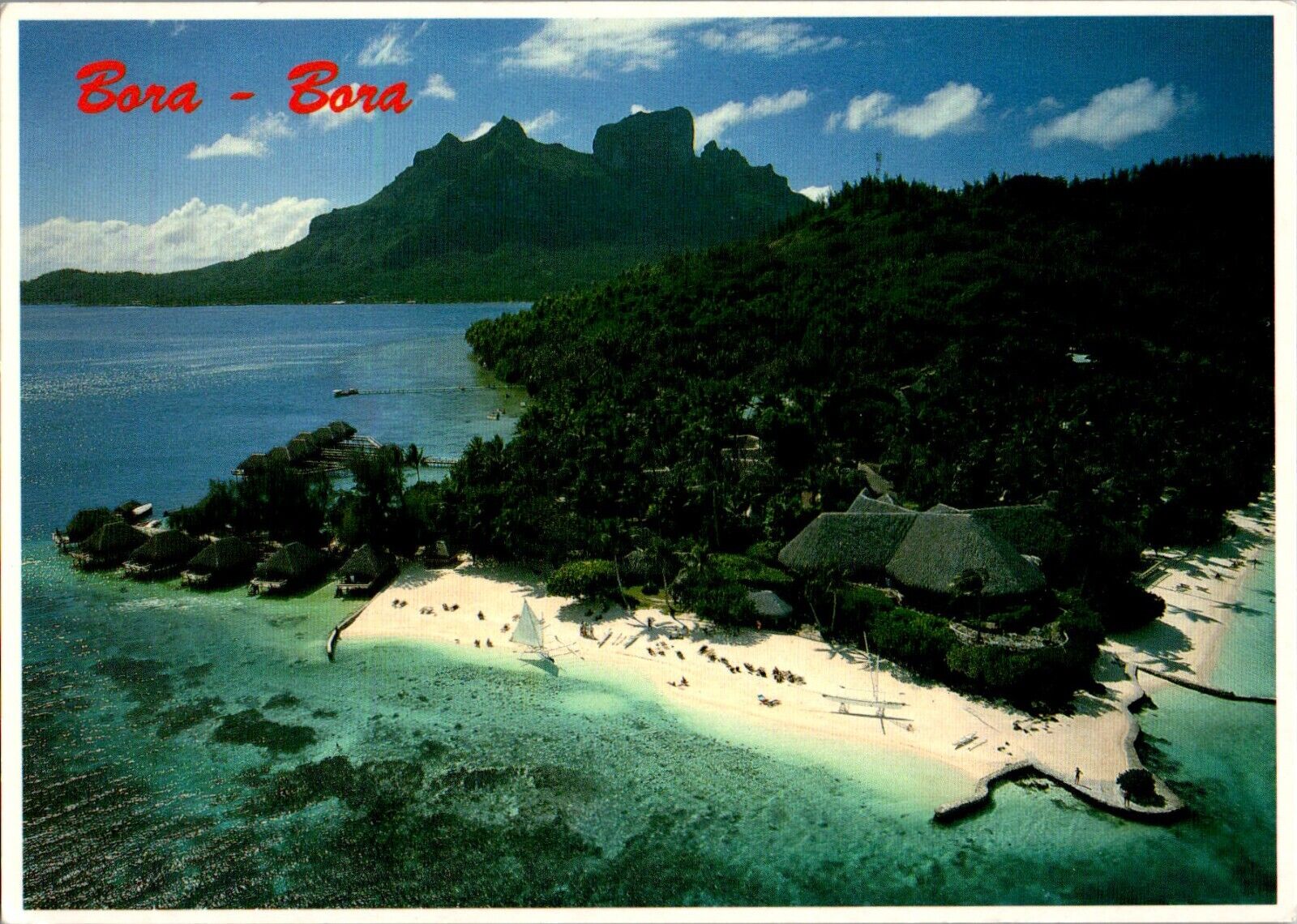 Aerial View, Bora Bora Hotel, Bora Bora, Leeward Islands chrome Postcard