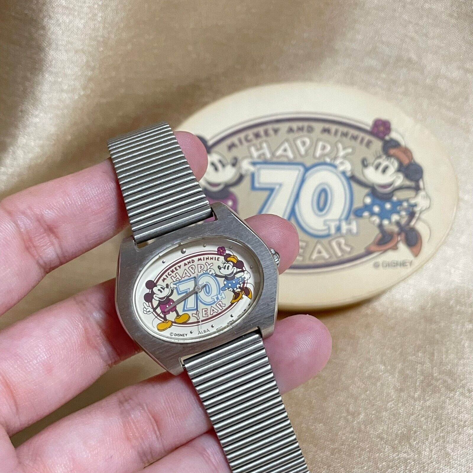 Disney Alba Happy 70th Anniversary Mickey Minnie Mouse Quartz Watch Stainless
