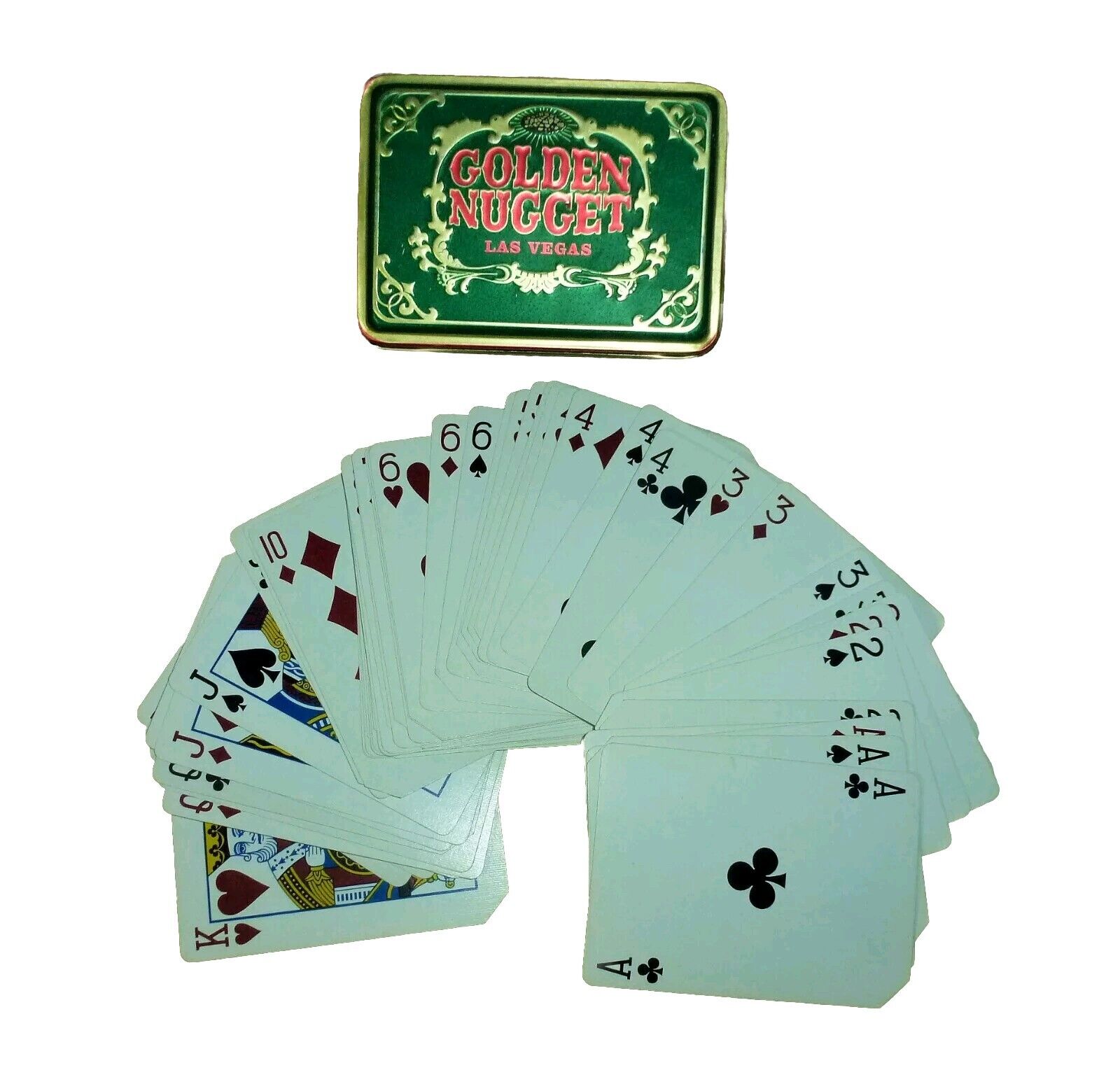 Rare Vtg. GOLDEN NUGGET Las Vegas Playing Cards With Clean Casino Storage Tin 