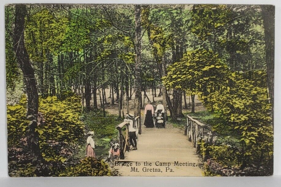 Mt Gretna Pennsylvania Bridge to the Camp Meeting 1910 to Baltimore Postcard T11