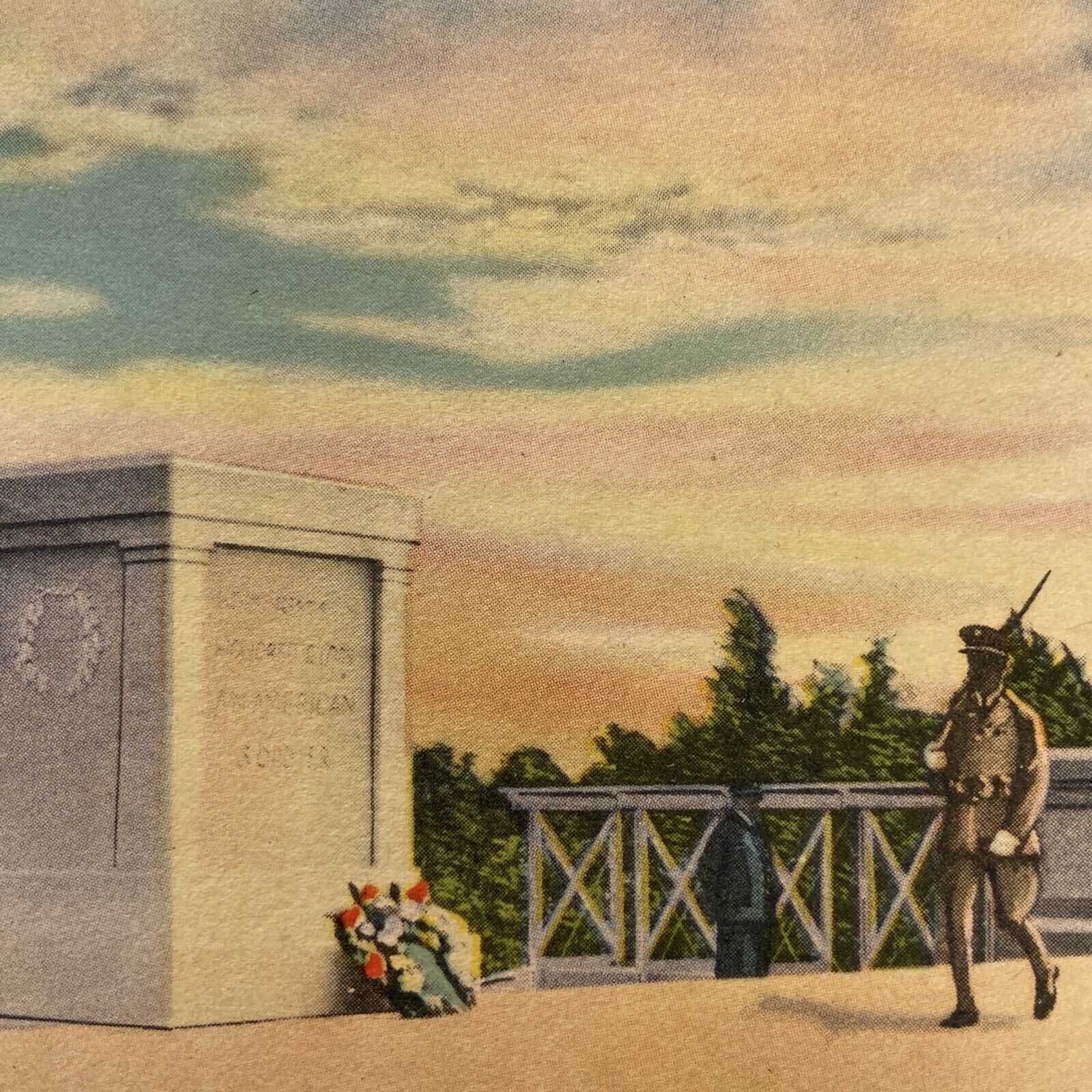 Postcard VA Tomb of the Unknown Soldier at Sunset, Virginia VTG 1938-1969