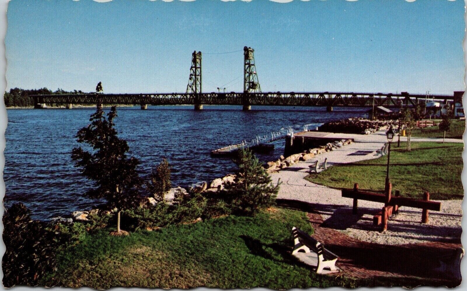 Bath Maine Kennebec River Carlton Bridge Scenic Landmark Chrome Postcard