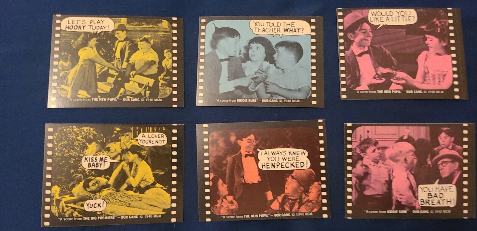 1975 Fleer Hollywood Slap Stickers OUR GANG 6 card Lot EXMT - NRMT