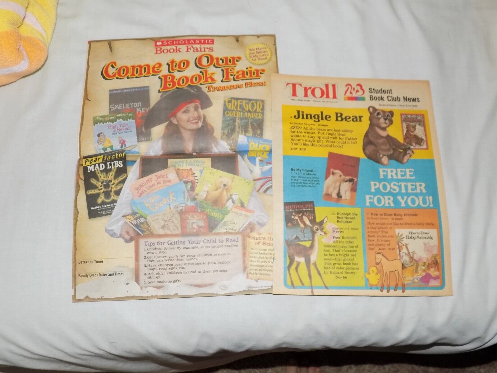 Vintage Scholastic Book Fair FLYER Brochure LOT of (2) Troll