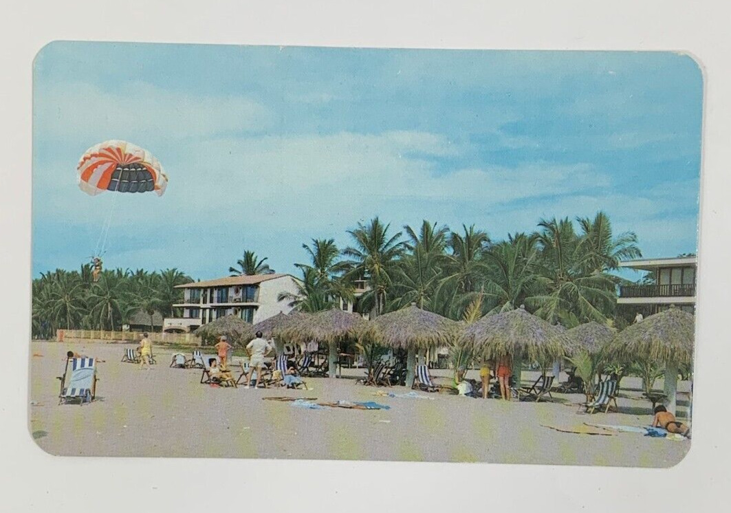 The Parachute Ride ends on the Beach in Puerto Vallarta Jalisco Mexico Postcard