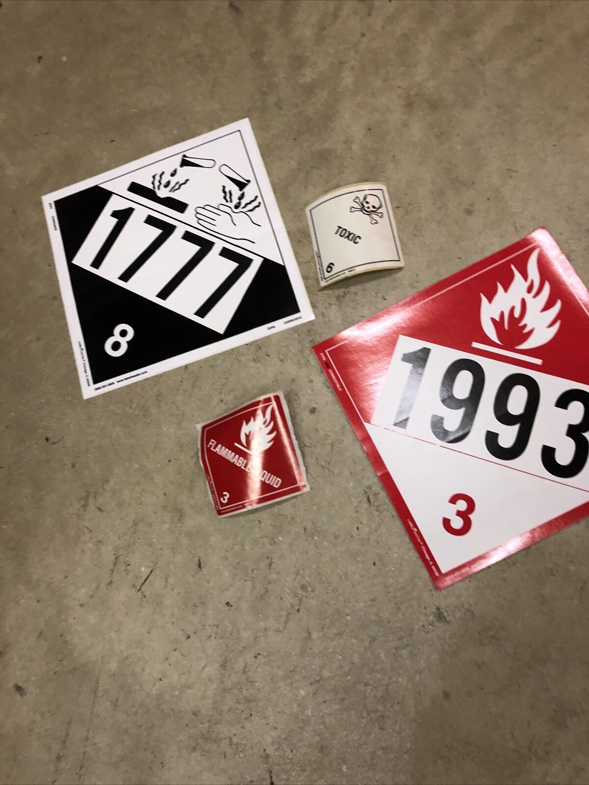 vintage Warning decal sticker lot Man Cave Toxic Corrosive Flammable Combustible