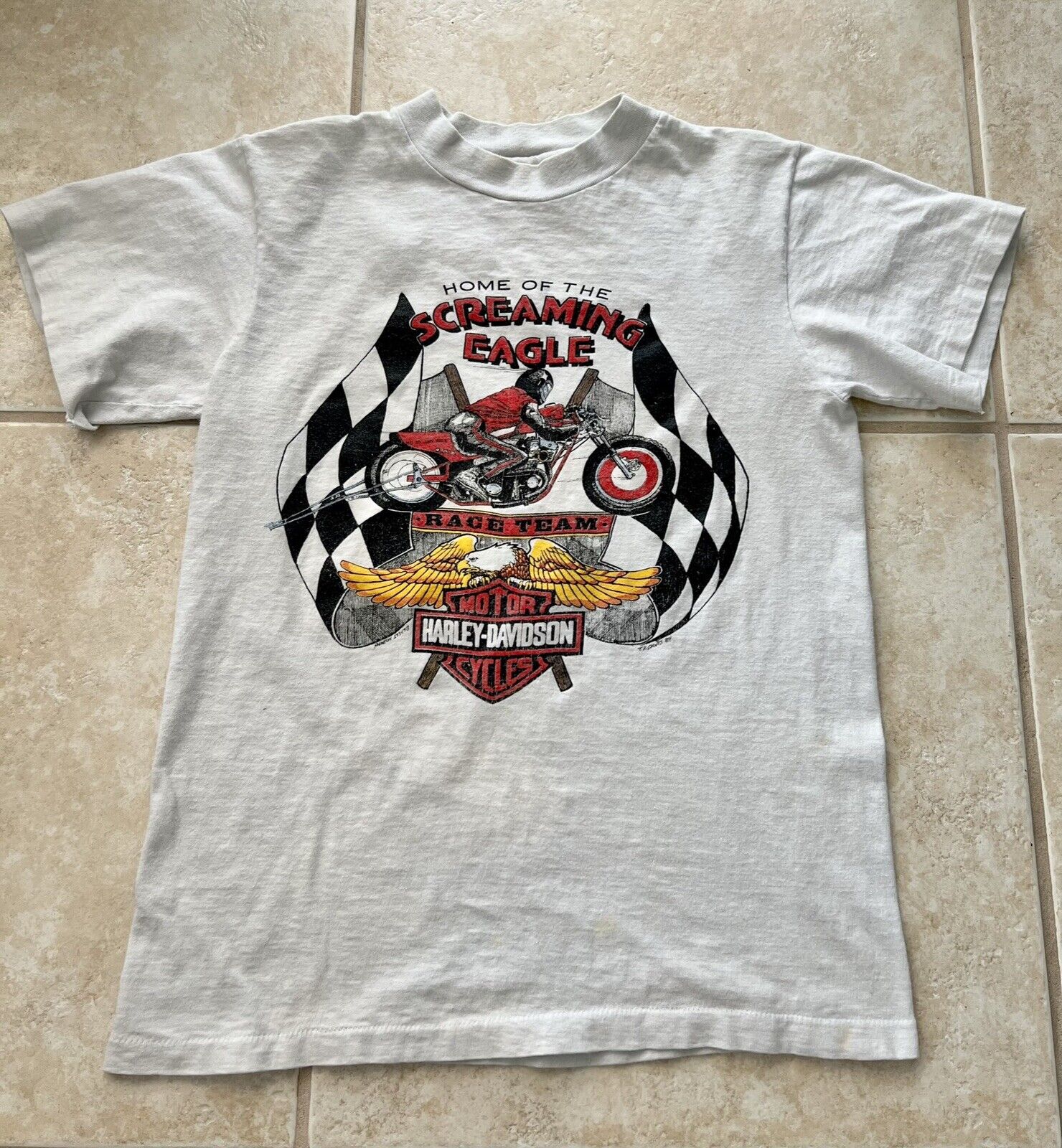 Rare 1984 Harley Davidson San Jose CA Home of The Screaming Eagle Race T Shirt