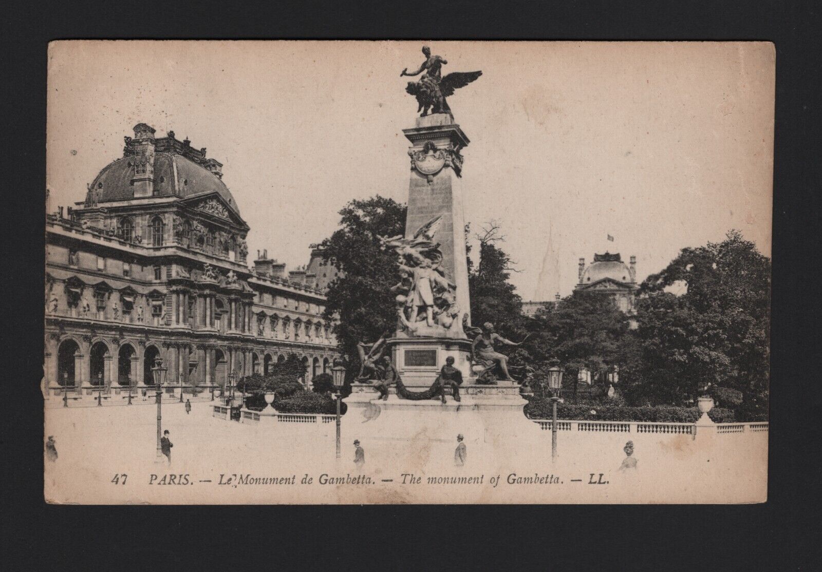 USA6 American postcard architecture city street Paris Monument of Gambetta