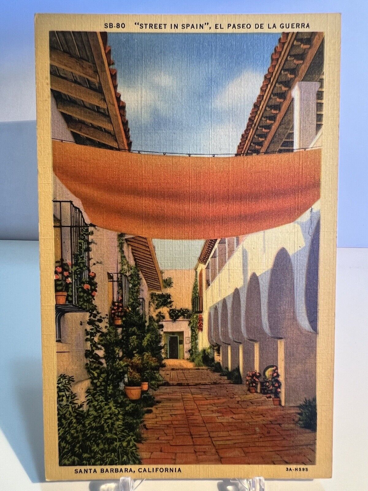 Postcard “Street in Spain” El Paseo de la Guerra, Santa Barbara, California