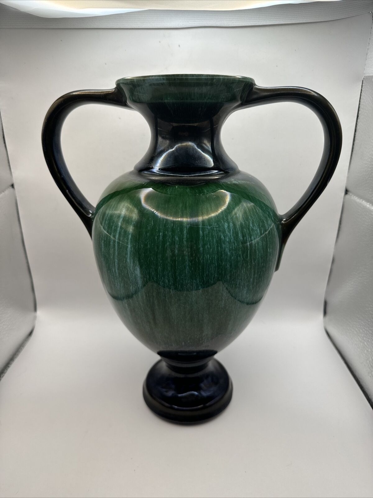 Beautiful Large Blue Pottery  Mountain Urn Vase