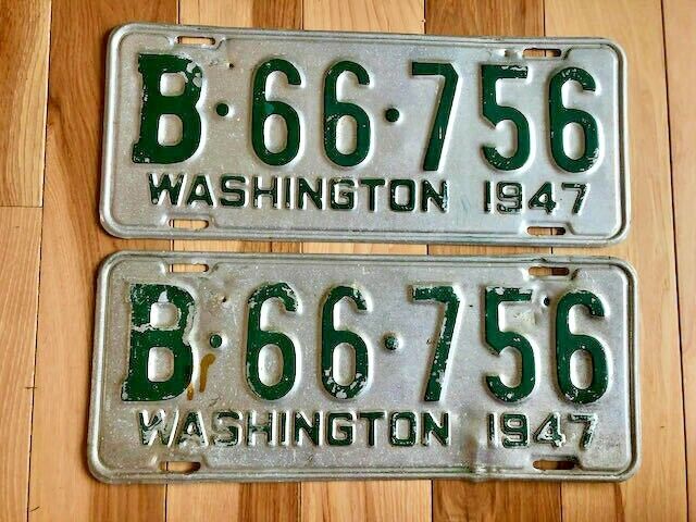 Pair of 1947 Pierce County Washington State License Plates
