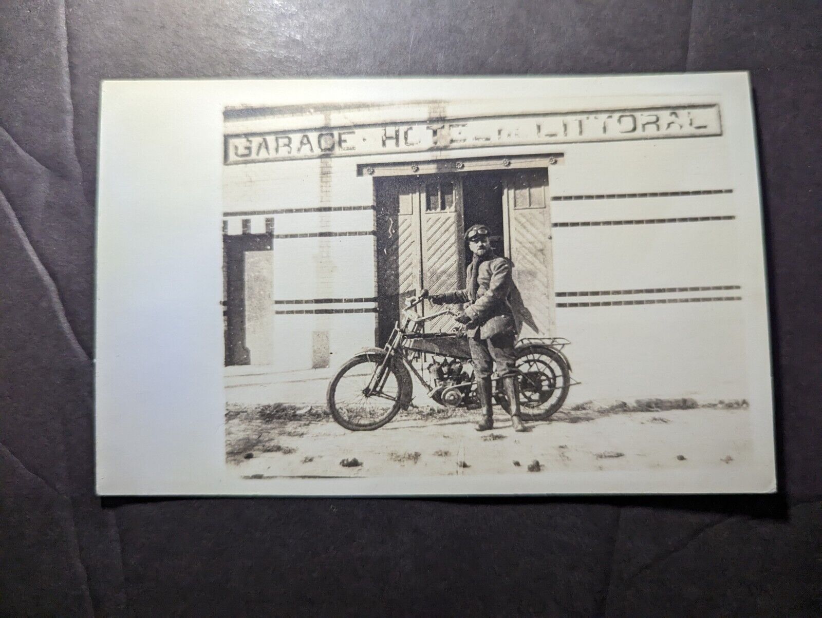 Mint Germany Motorcycle RPPC Postcard Man in Front of Garage