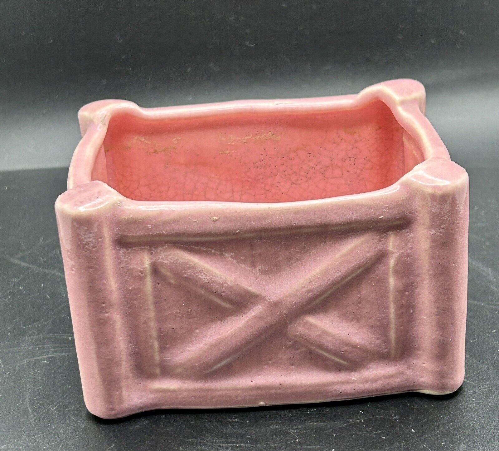 VINTAGE MCM 518 Pottery Pink Ceramic Rectangle Planter USA 2.5X 4 X 3\