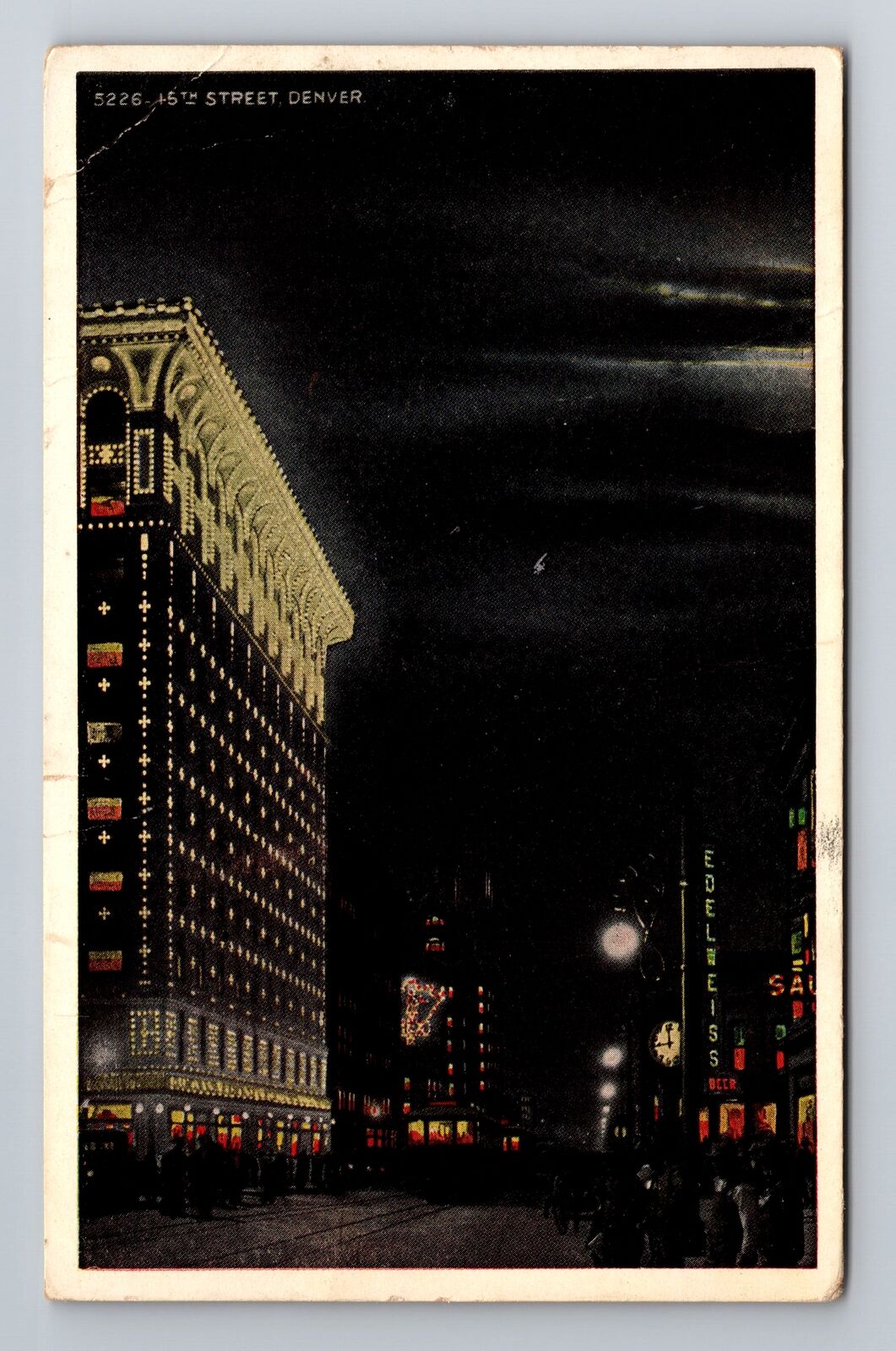 Denver CO-Colorado, 16th Street, Advertising, Antique, Vintage c1928 Postcard