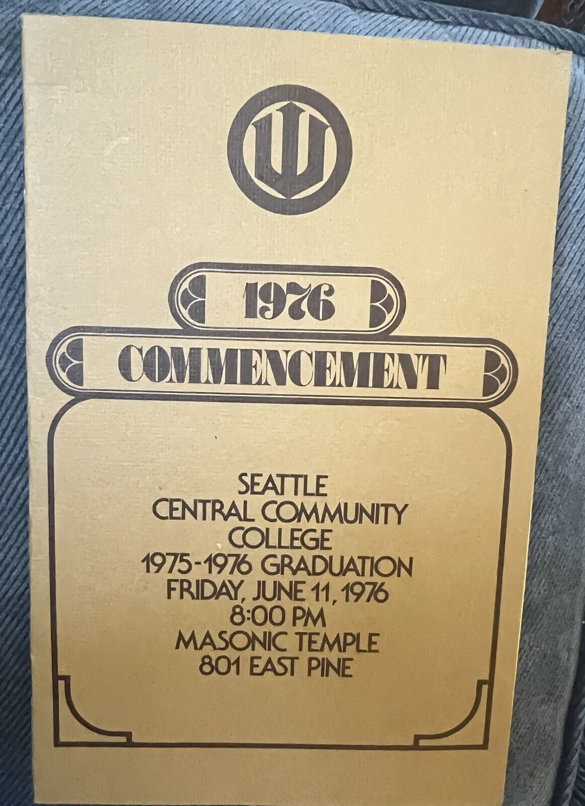 1976 Seattle Central Community College Commencement Program & Graduation Ticket