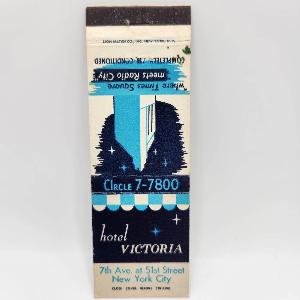 Vintage Matchbook Hotel Victoria New York City 1940s 50s Radio City Times Square