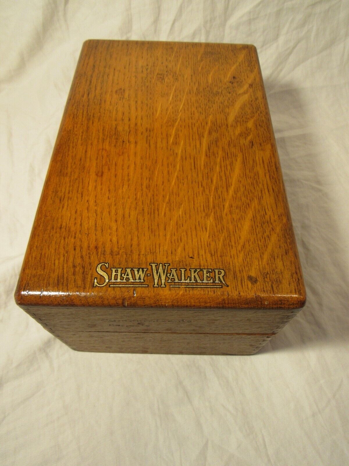 Vintage oak SHAW WALKER index card wooden box holder