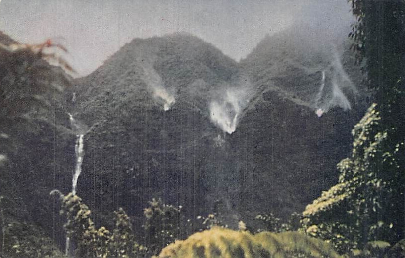 Postcard HI: Upside Down Falls, near Honolulu, Hawaii, Vintage 1940\'s
