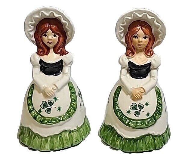 Ceramic Redheads Shamrock Dressed Belles Salt & Pepper Shakers